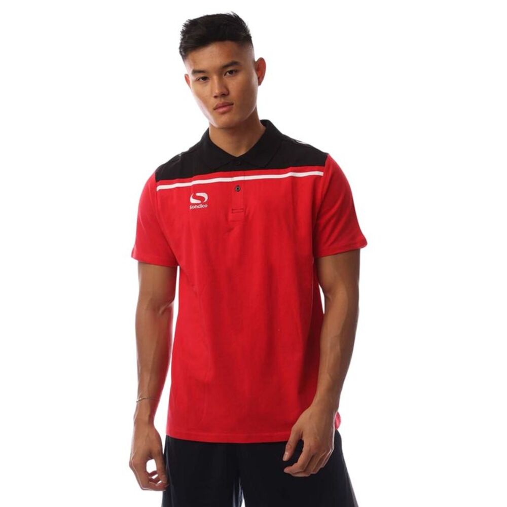 Sondico Mens Precision Collared Polo Shirt / Red/Black